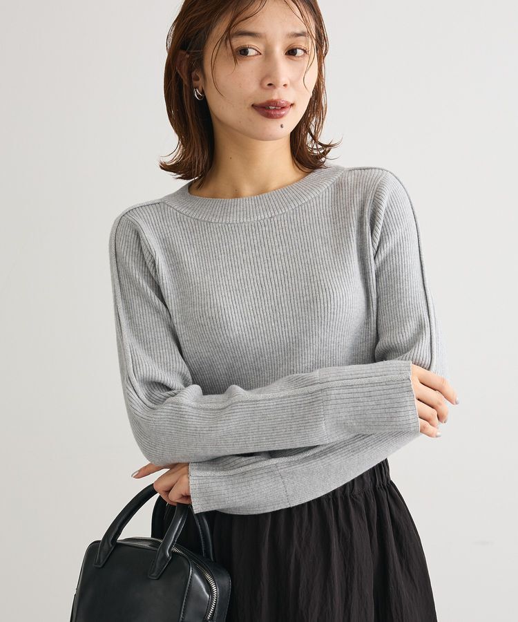 Green Parks「ラメライン入りリブニットプルオーバー」|ニット・セーター|Gray Mixture