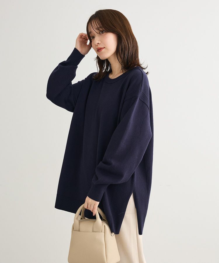 Green Parks「もちやわサイドリブニットチュニック」|ニット・セーター|