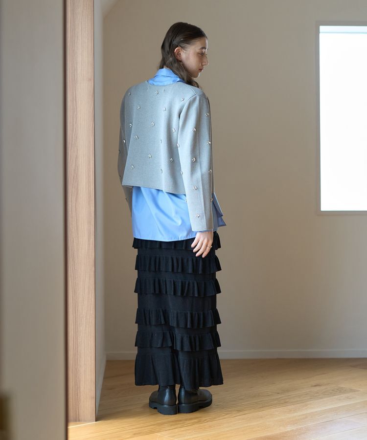 YECCA VECCA「ティアードフリルラメニットスカート」|スカート|