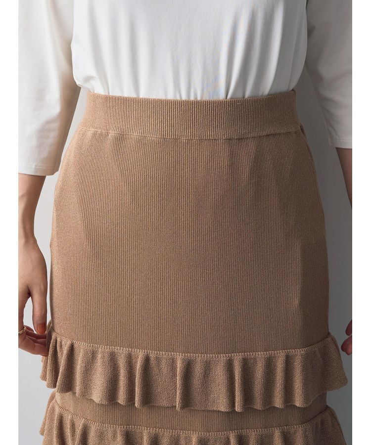 YECCA VECCA「ティアードフリルラメニットスカート」|スカート|