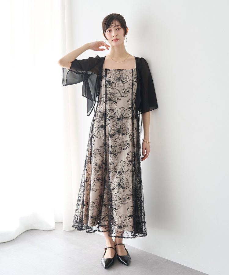 YECCA VECCA「【2点SET】フラワー柄スパンコール刺繍ドレス」|ワンピース|Ivory