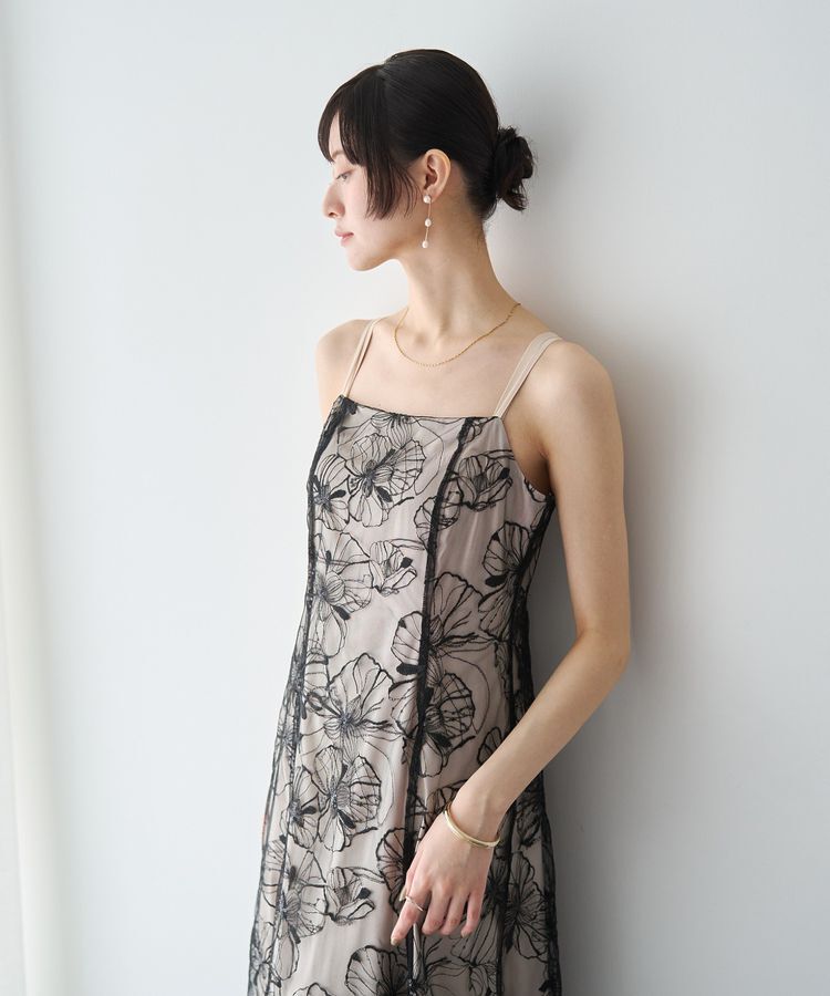 YECCA VECCA「【2点SET】フラワー柄スパンコール刺繍ドレス」|ワンピース|