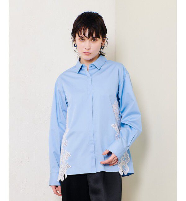 allureville「サイドエンブロイダリーシャツブラウス」|シャツ・ブラウス|サックス