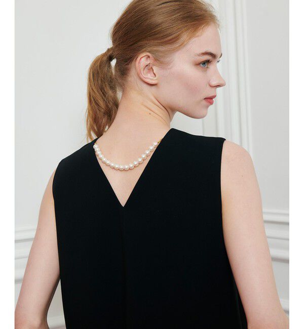 LOULOU WILLOUGHBY「【LOULOU WILLOUGHBY】パールネックレス付きフリルブラウス」|シャツ・ブラウス|ブラック