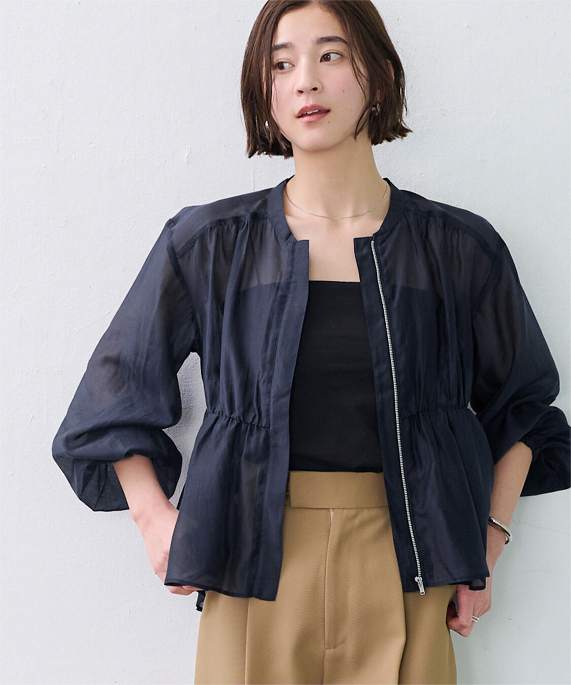 ur's「ウエストドロストシアーブルゾン」|ブルゾン・スタジャン|ネイビー