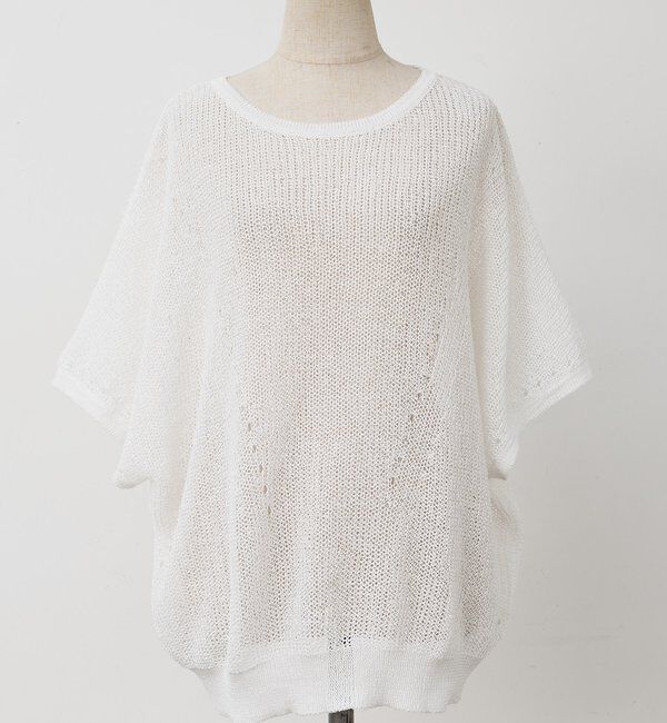 「アイレットデザインテープヤーンハーフスリーブニット」|ニット・セーター|