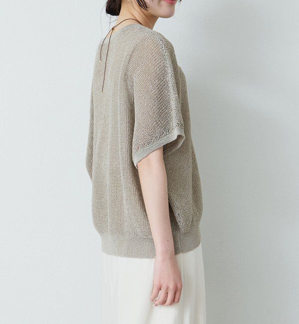  「アイレットデザインテープヤーンハーフスリーブニット」|ニット・セーター|