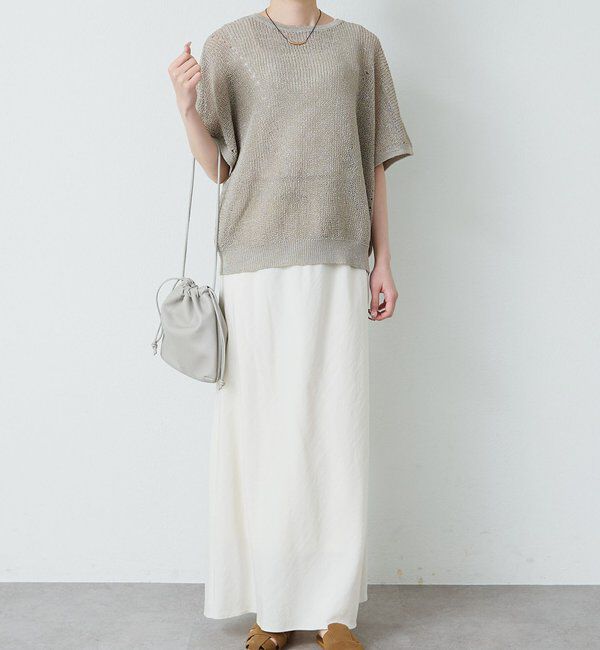  「アイレットデザインテープヤーンハーフスリーブニット」|ニット・セーター|