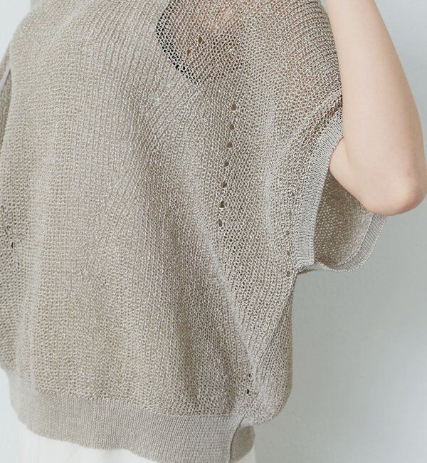  「アイレットデザインテープヤーンハーフスリーブニット」|ニット・セーター|