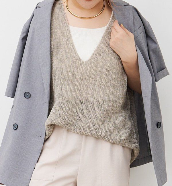  「テープヤーンベスト」|ニット・セーター|グレイッシュベージュ