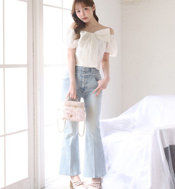  「【SMサイズ展開あり】ウエストレースフレアデニム」|その他|