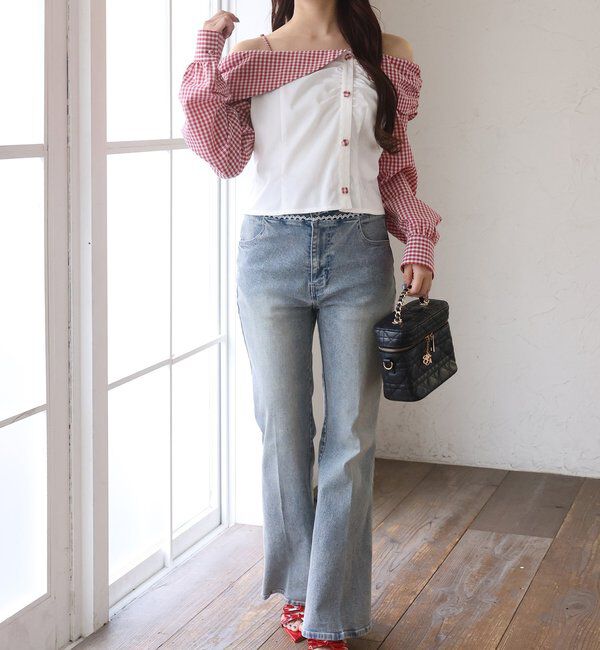  「【SMサイズ展開あり】ウエストレースフレアデニム」|その他|