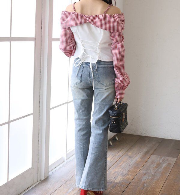  「【SMサイズ展開あり】ウエストレースフレアデニム」|その他|