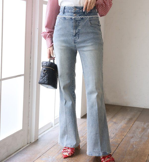  「【SMサイズ展開あり】ウエストレースフレアデニム」|その他|