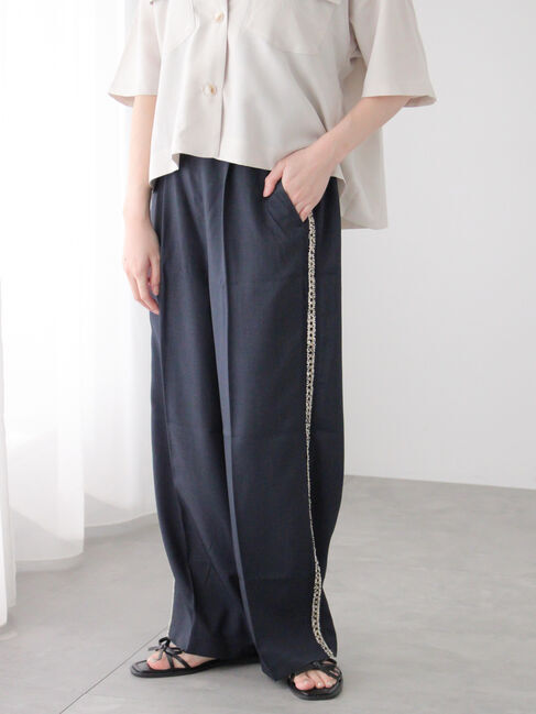 Te chichi TERRASSE「サイドラインストレートパンツ」|その他|ネイビー