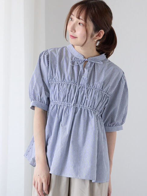 Te chichi TERRASSE「【接触冷感/イージーケア】前後2WAYシャーリングブラウス」|シャツ・ブラウス|