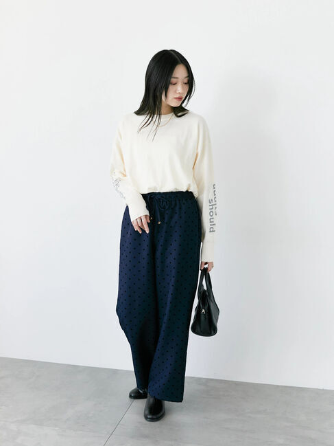 Samansa Mos2 blue「◎袖ロゴニットプルオーバー」|ニット・セーター|