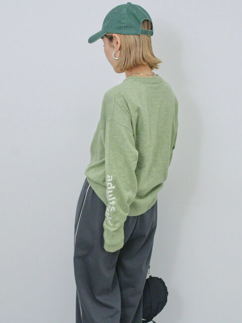 Samansa Mos2 blue「◎袖ロゴニットプルオーバー」|ニット・セーター|