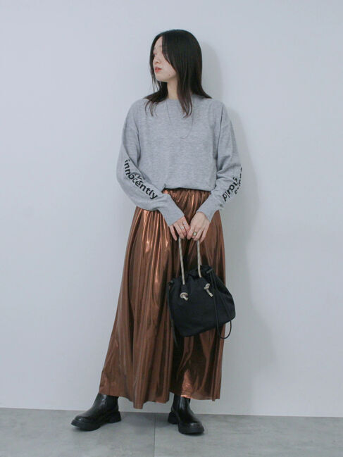 Samansa Mos2 blue「◎袖ロゴニットプルオーバー」|ニット・セーター|