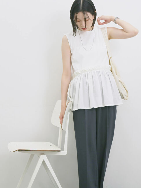 Samansa Mos2 blue「◎【接触冷感】ドッキングノースリーブプルオーバー」|Tシャツ・カットソー|オフホワイト