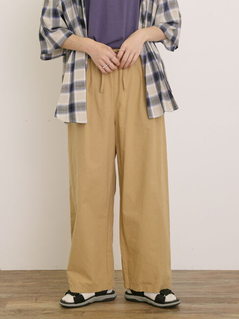 Samansa Mos2「【クールコットン】イージーストレートパンツ ≪M/Lサイズ≫」|その他|ベージュ