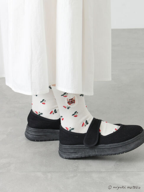 Samansa Mos2「【miyuki matsuo&times;Samansa Mos2】花柄ソックス」|ソックス|オフホワイト