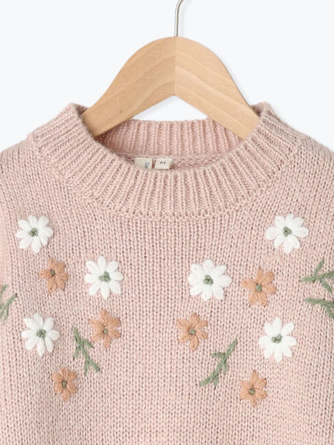  「【マシンウォッシャブル】花刺繍ニットプルオーバー」|ニット・セーター|