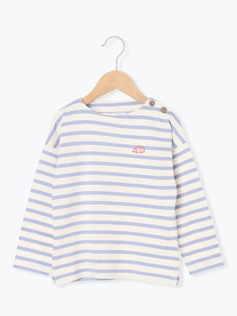 Samansa Mos2 Lagom「ハリネズミ刺繍ボーダーカットソー」|Tシャツ・カットソー|パープル