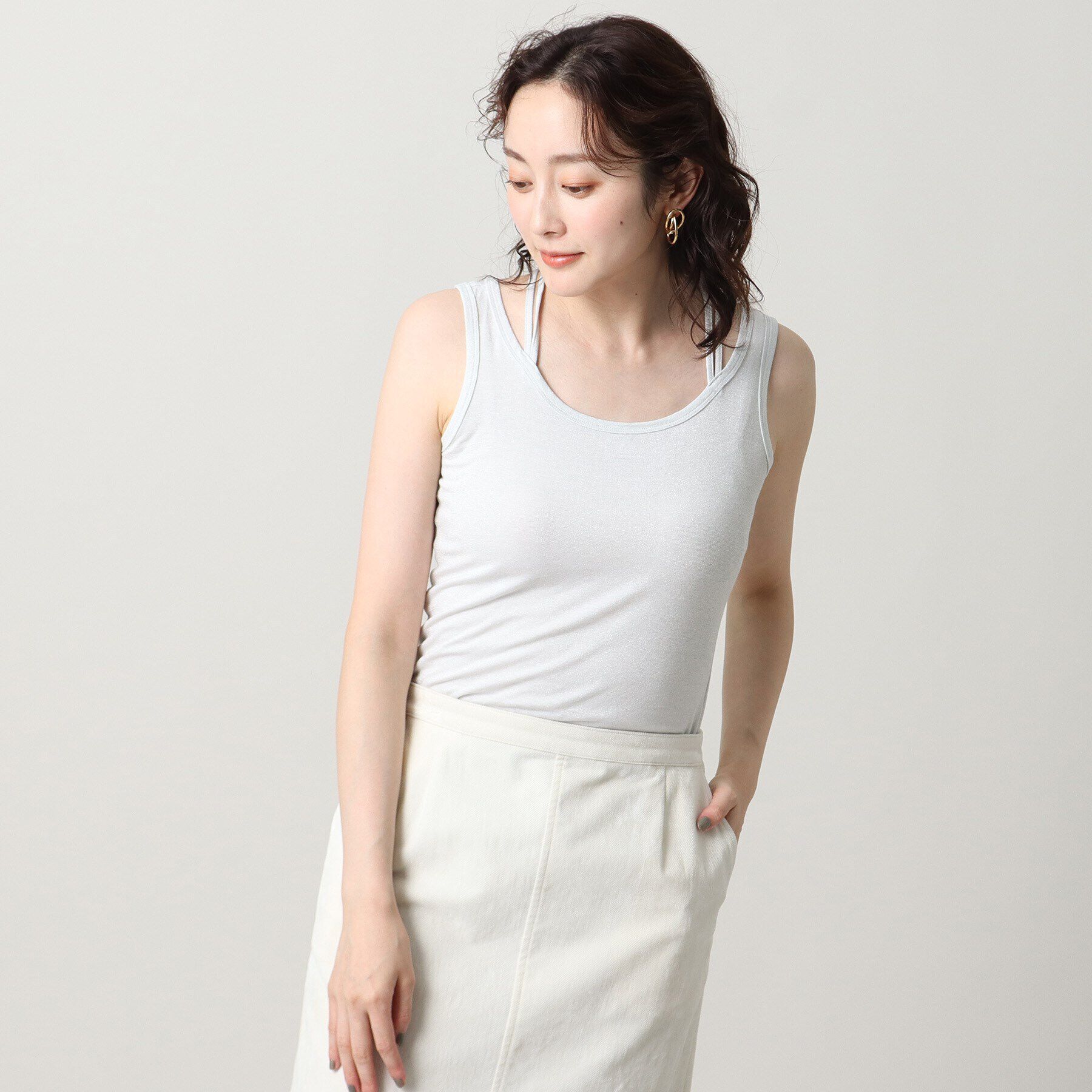 UNTITLED「リーベルラメベア天竺タンクトップ」|キャミソール|