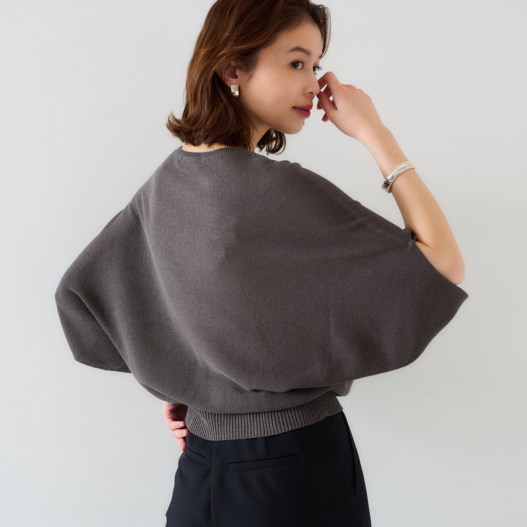 UNTITLED「【体型カバー/清涼感】ドルマンスリーブ プルオーバーニット」|ニット・セーター|
