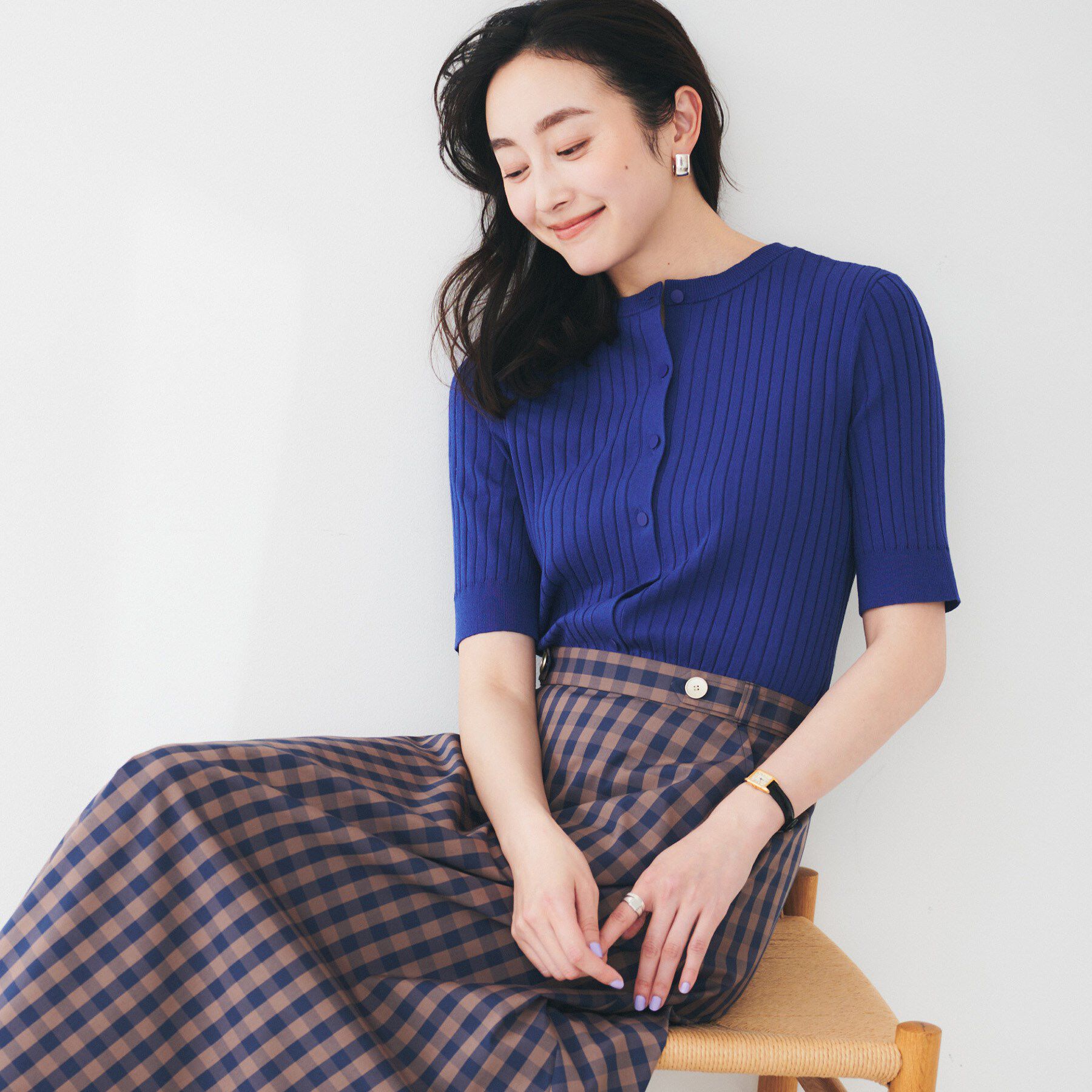 UNTITLED「【五分袖/タイト】コットンリネン2WAYニット」|ニット・セーター|