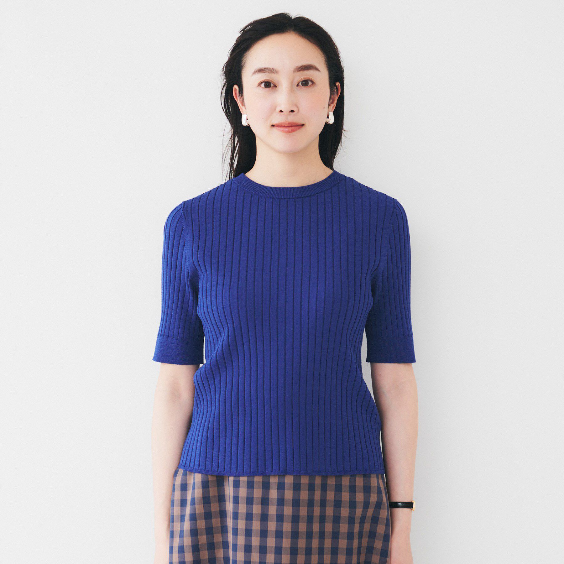 UNTITLED「【五分袖/タイト】コットンリネン2WAYニット」|ニット・セーター|