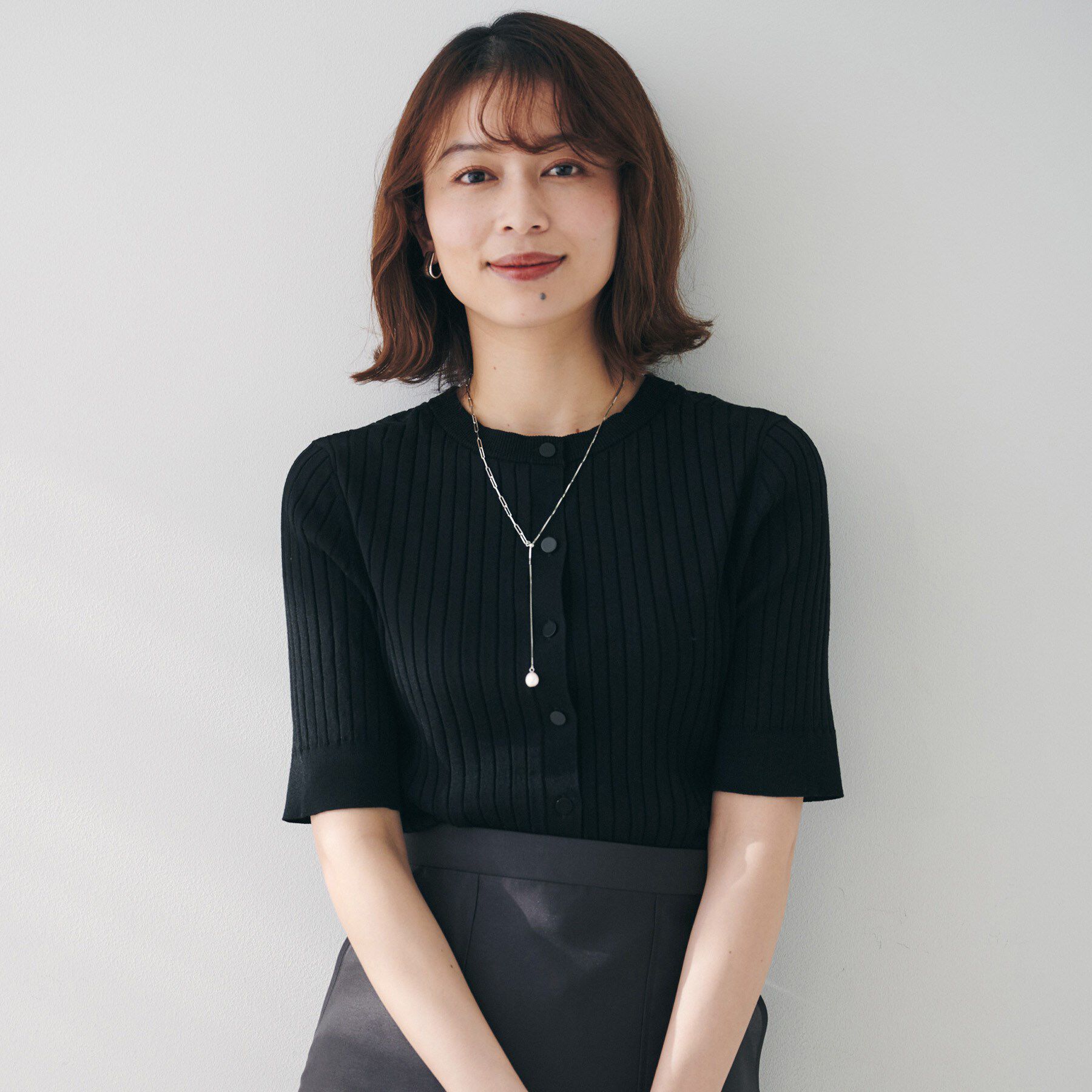 UNTITLED「【五分袖/タイト】コットンリネン2WAYニット」|ニット・セーター|