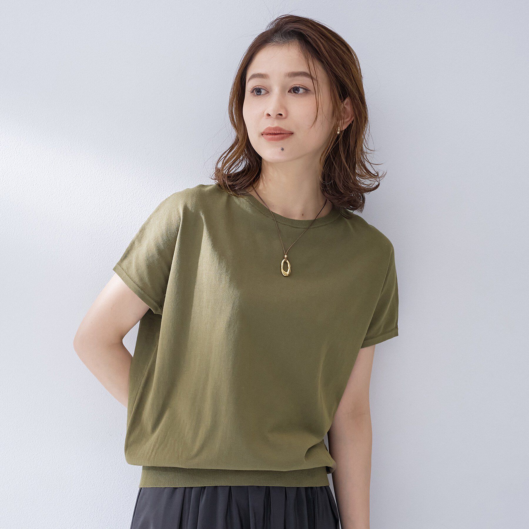 UNTITLED「【9色展開/アンサンブル可/洗える】コットンベーシックニット」|ニット・セーター|