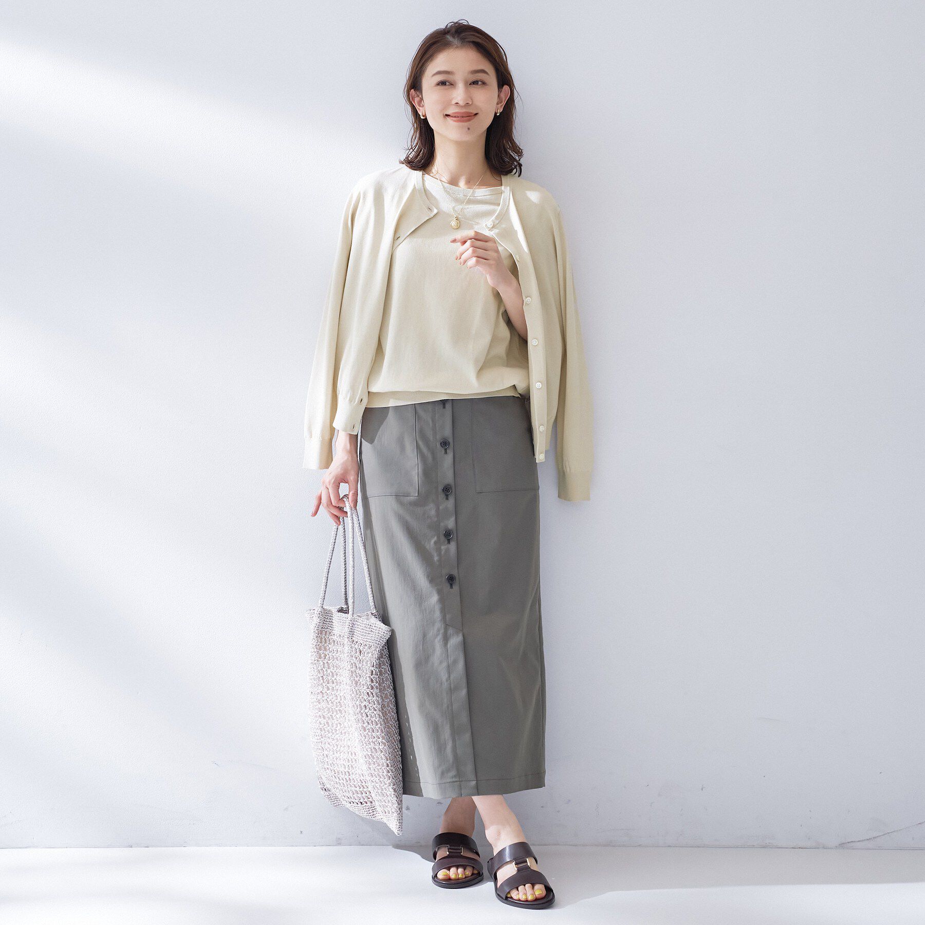 UNTITLED「【9色展開/アンサンブル可/洗える】コットンベーシックニット」|ニット・セーター|