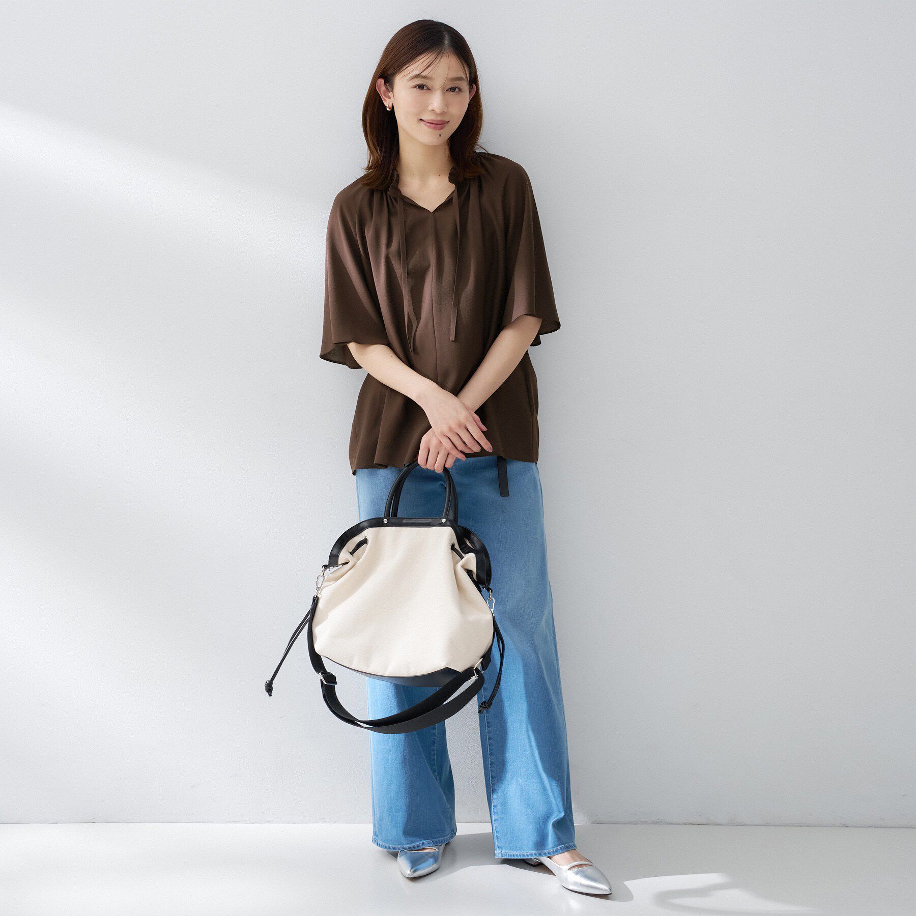 UNTITLED「【シアー/首元フリル】シルキーシフォンブラウス」|シャツ・ブラウス|