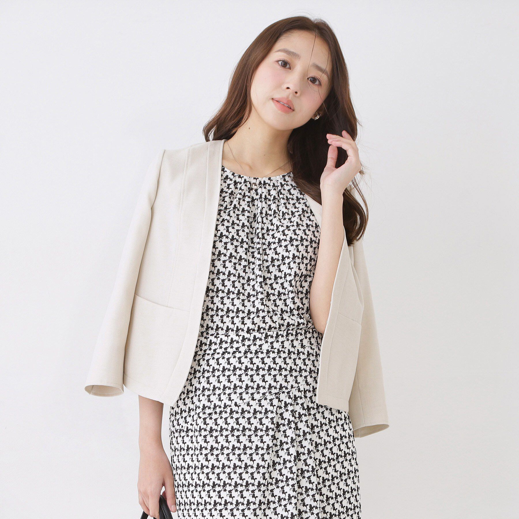 COUP DE CHANCE「【手洗い可／日本製／UVケア】リネンライク カラーレスジャケット」|ノーカラージャケット|