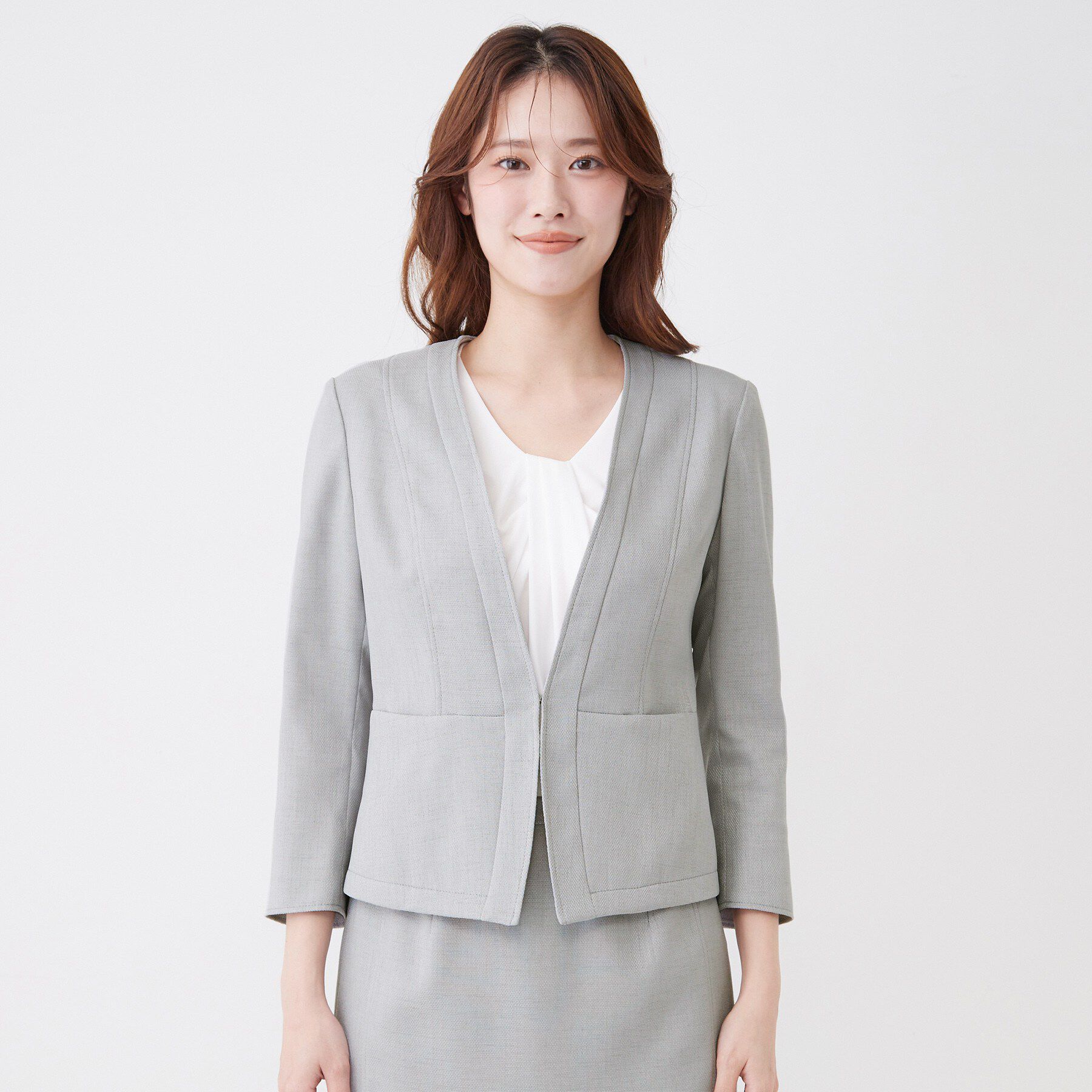 COUP DE CHANCE「【手洗い可／日本製／UVケア】リネンライク カラーレスジャケット」|ノーカラージャケット|