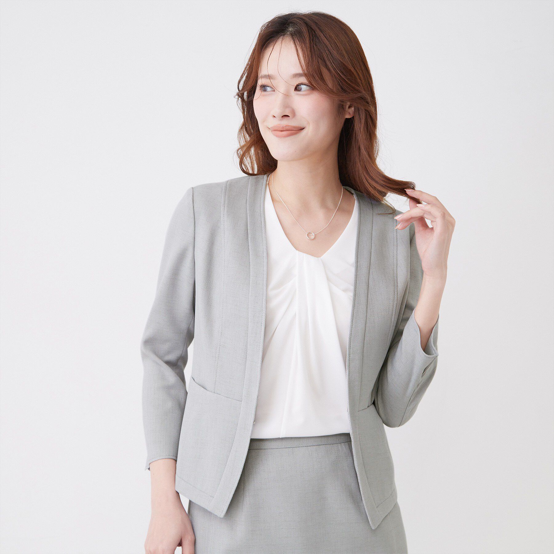 COUP DE CHANCE「【手洗い可／日本製／UVケア】リネンライク カラーレスジャケット」|ノーカラージャケット|