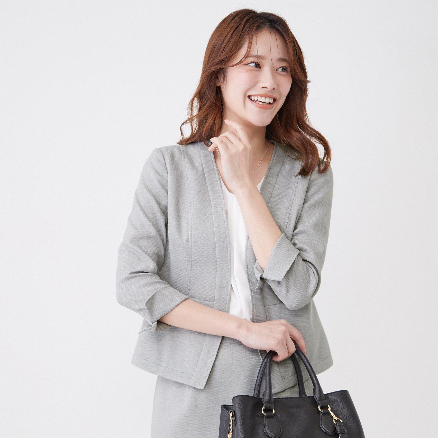 COUP DE CHANCE「【手洗い可／日本製／UVケア】リネンライク カラーレスジャケット」|ノーカラージャケット|チャコールグレー(0