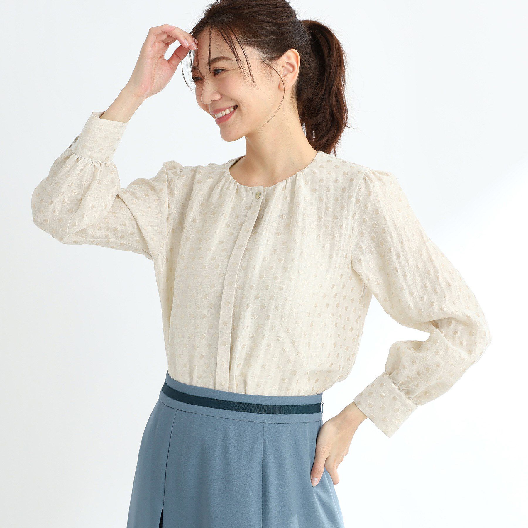 Reflect「【手洗い可】ドットジャカードブラウス」|シャツ・ブラウス|