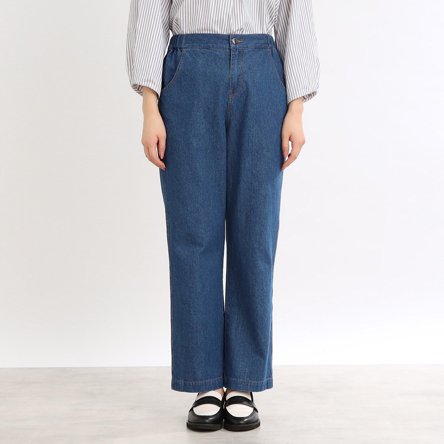 Reflect「【E‐QUALITY／手洗い可／細見え】ストレートシルエットデニムパンツ」|デニム|