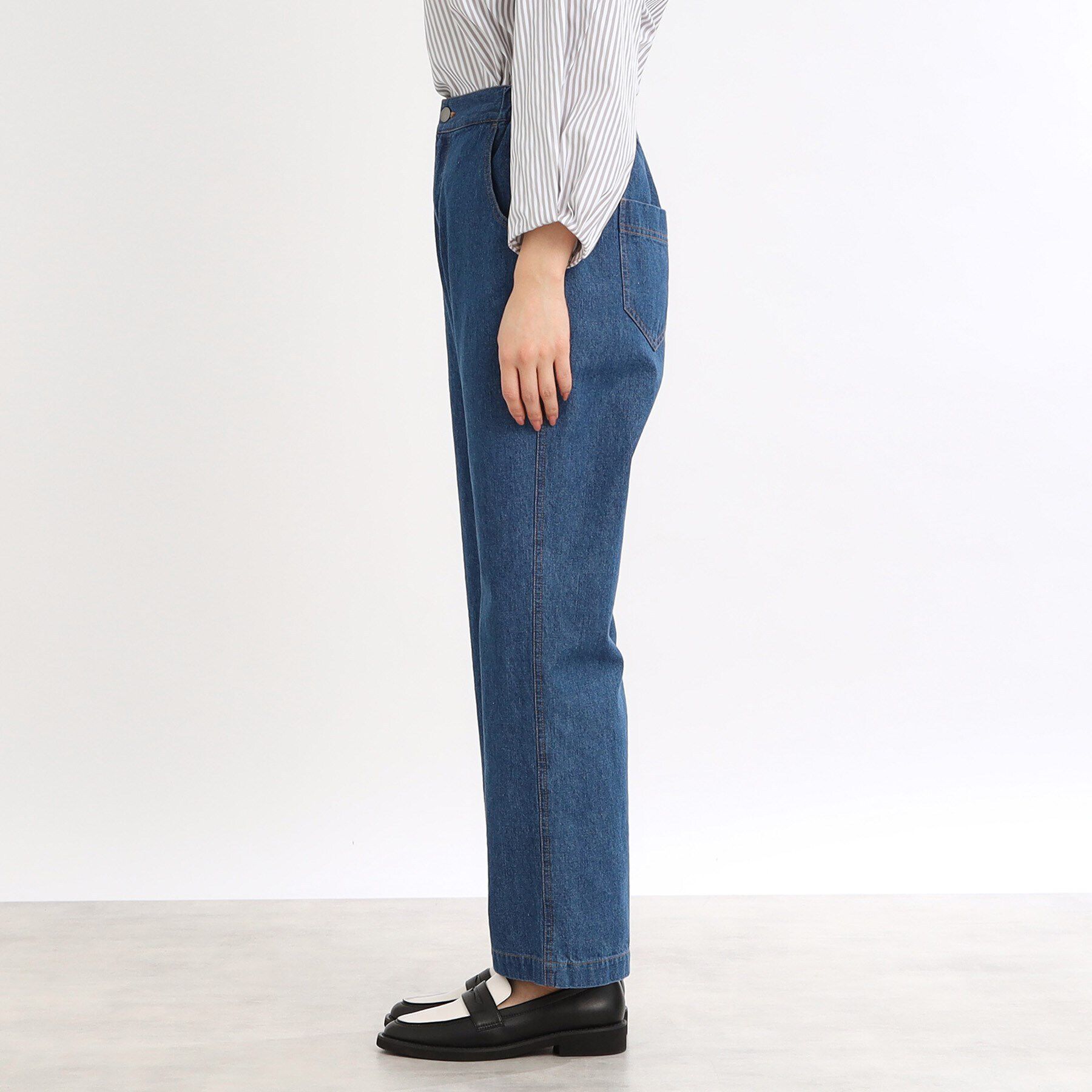 Reflect「【E‐QUALITY／手洗い可／細見え】ストレートシルエットデニムパンツ」|デニム|