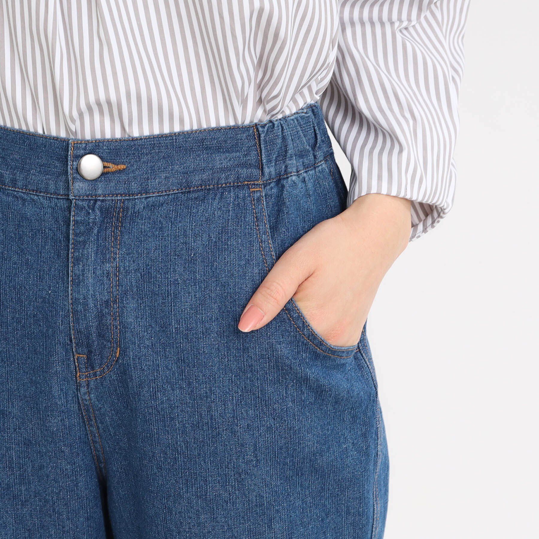 Reflect「【E‐QUALITY／手洗い可／細見え】ストレートシルエットデニムパンツ」|デニム|