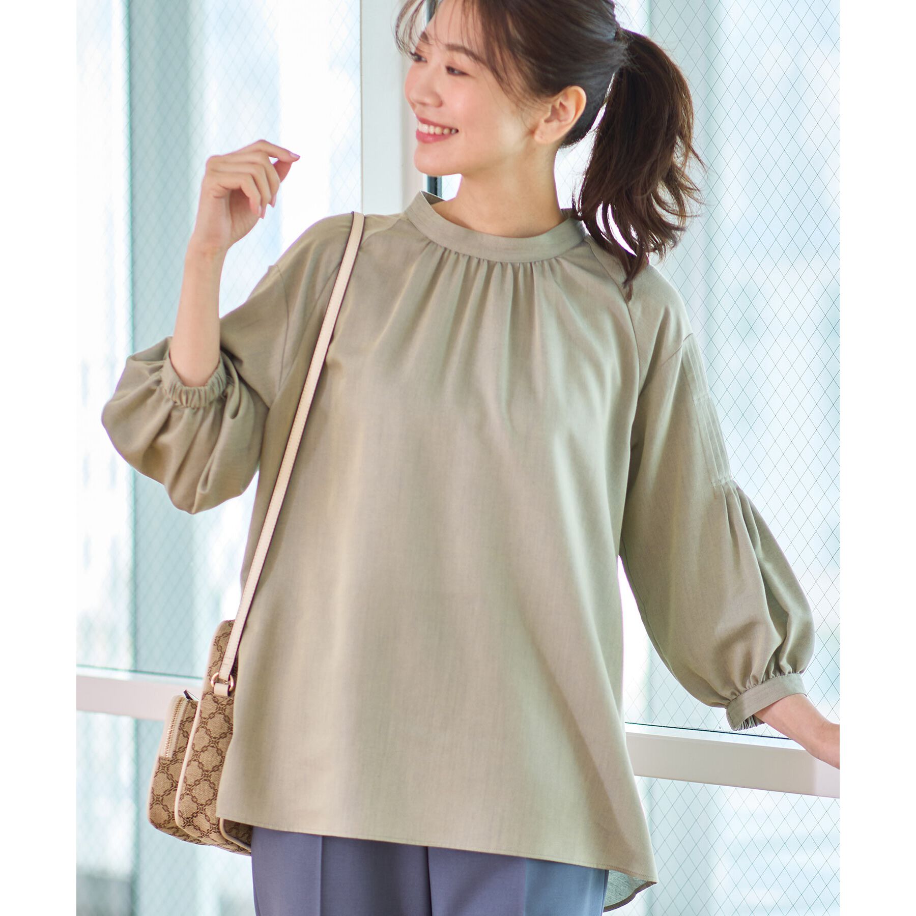 Reflect「【洗える】オフボディシャツブラウス」|シャツ・ブラウス|ミントグリーン(02