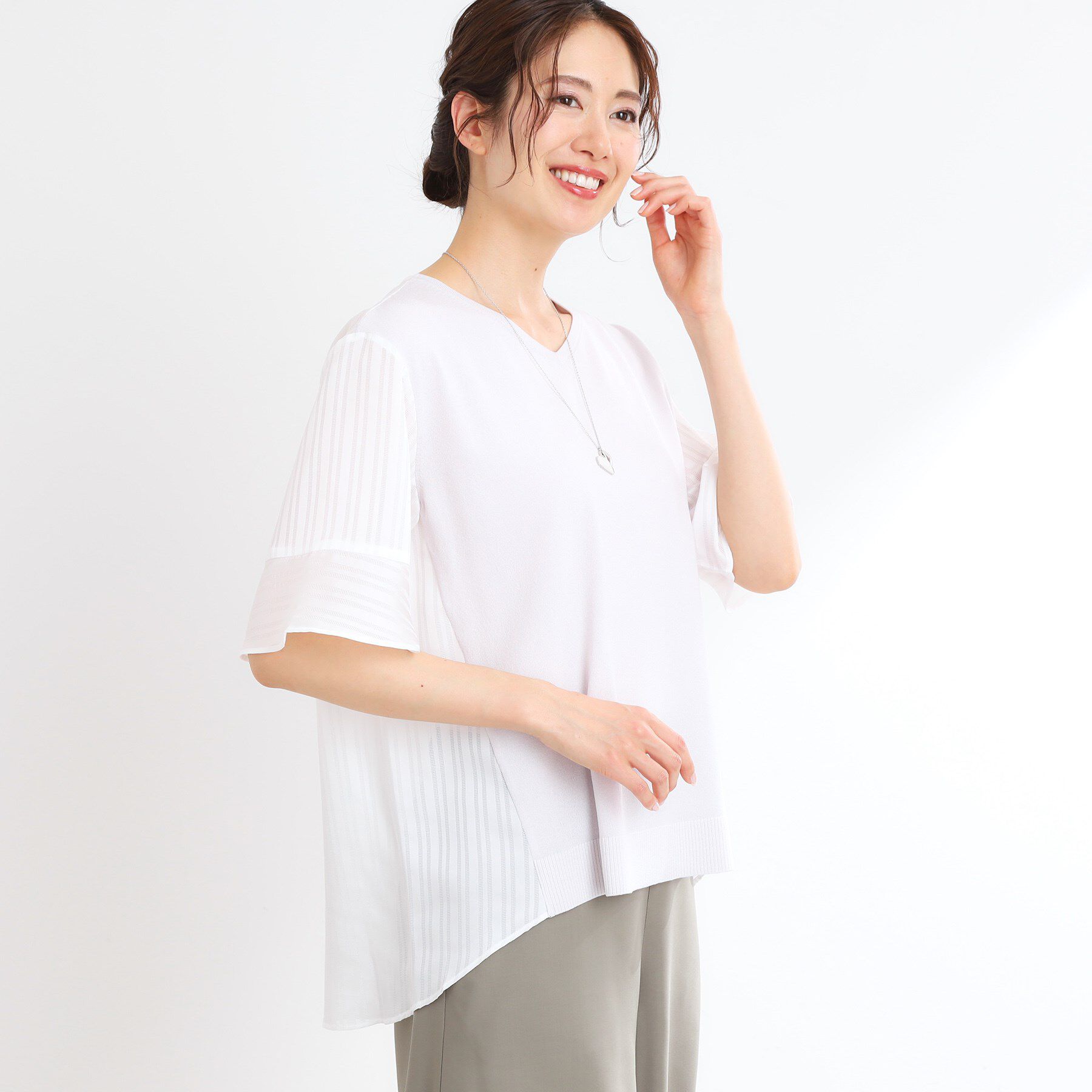 Reflect「バイカラードッキングニット」|ニット・セーター|ライトグレー(511