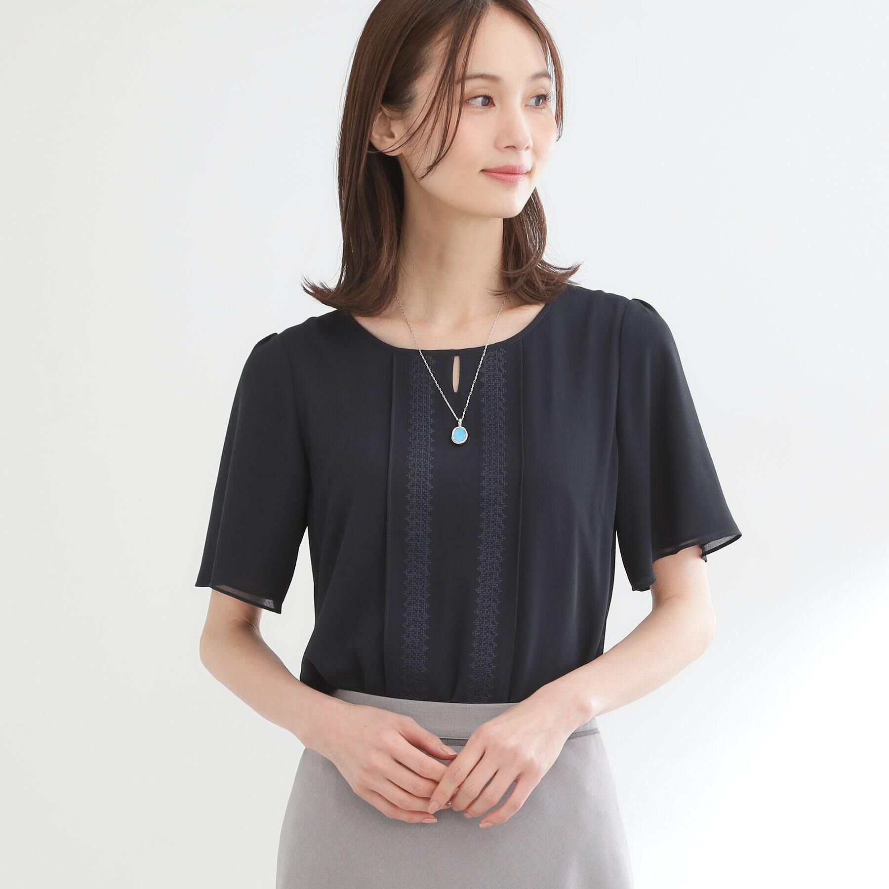 Reflect「【UVカット／接触冷感】五分袖シフォンブラウス」|シャツ・ブラウス|