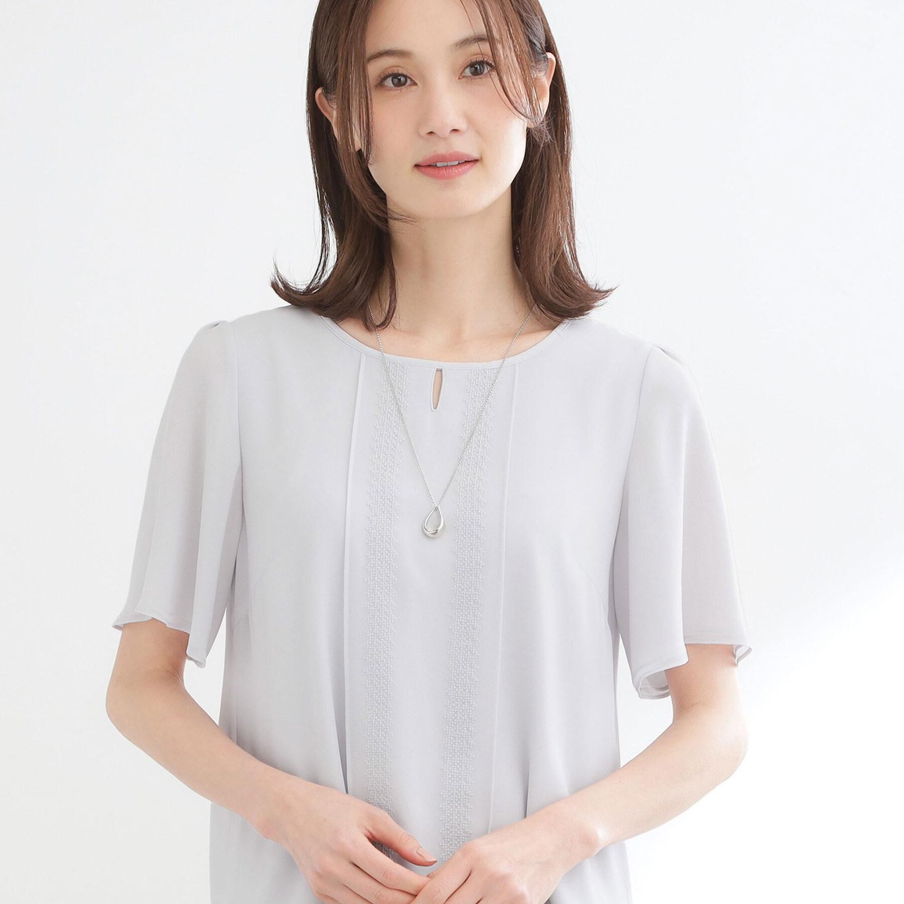 Reflect「【UVカット／接触冷感】五分袖シフォンブラウス」|シャツ・ブラウス|ライトグレー(011