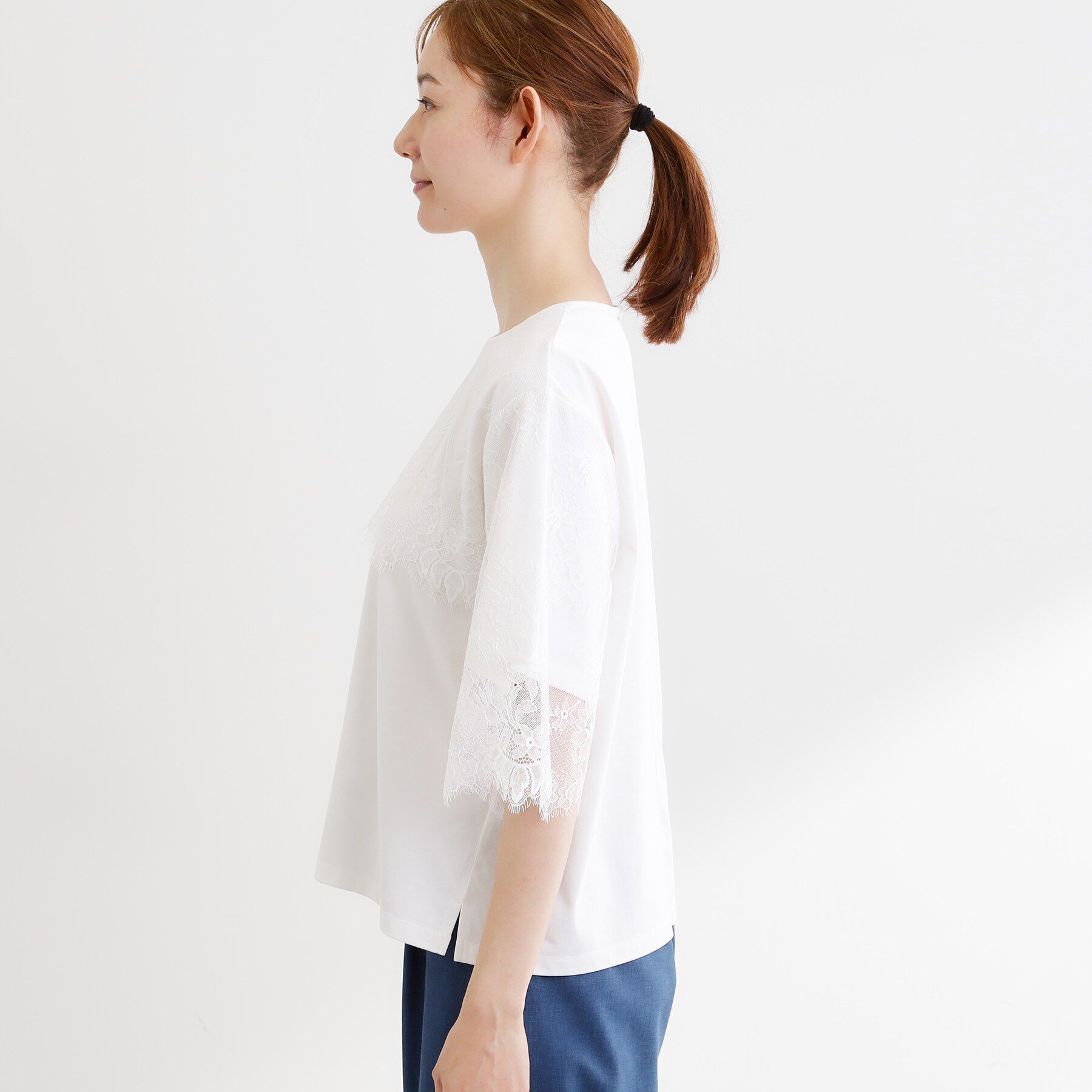 Reflect「【UVカット／接触冷感】スカラップレースジャージカットソー」|Tシャツ・カットソー|