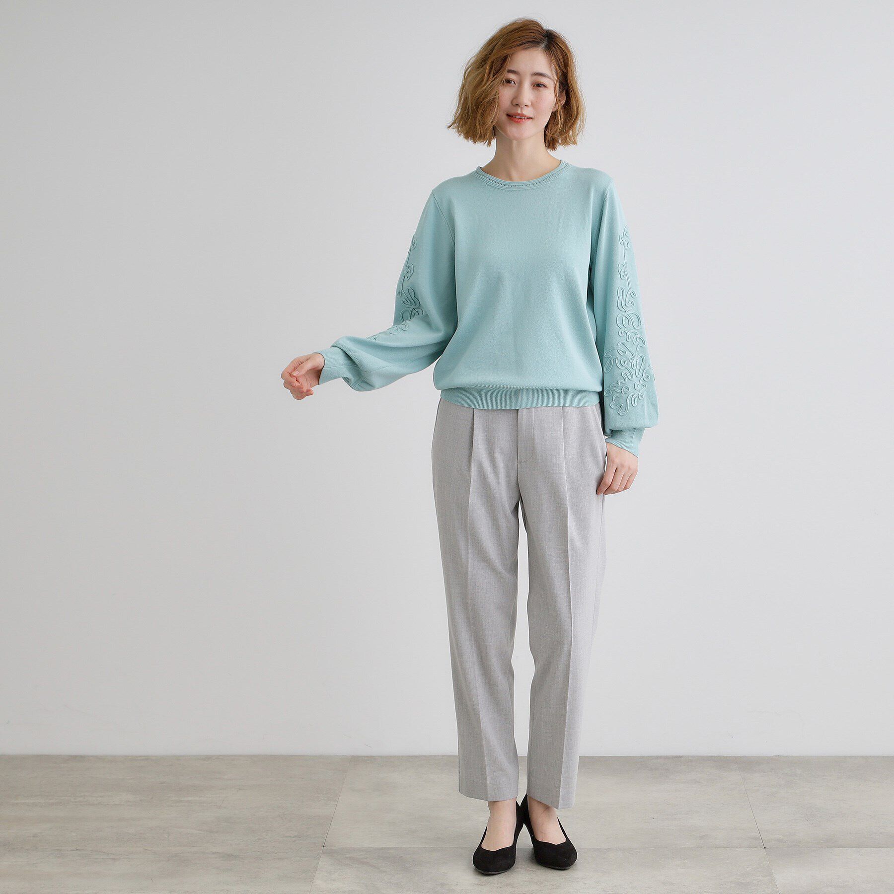 grove「袖コード刺繍ニットプルオーバー」|ニット・セーター|